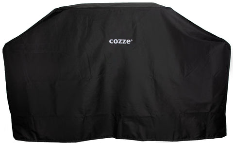 Die Cozze Abdeckung für Aussenküche 180 ist eine große schwarze Grillabdeckung aus 600D Oxford-Stoff mit weißem „COZZE“-Logo – perfekt zum Schutz Ihrer rechteckigen Außenküche.