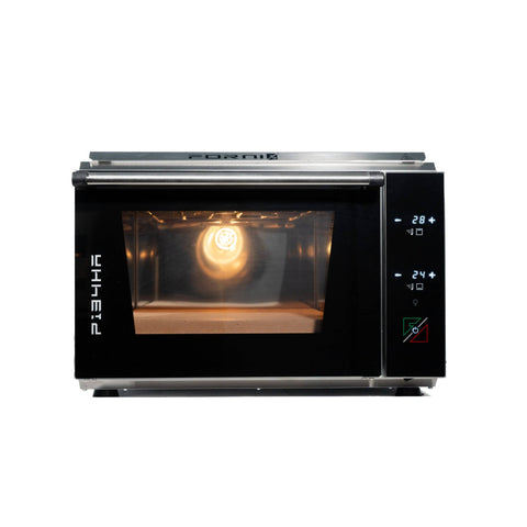 Der Effeuno Pizzaofen P134HA Pro 509°C ist ein italienischer Edelstahl-Gewerbeofen mit elektronischer Steuerung und digitaler Temperaturanzeige (28°C und 24°C). Der beleuchtete Innenraum sorgt auch bei geschlossener Tür für gute Sicht – ideal für jede Pizzaspezialität.