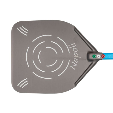 Gi.Metal »Linea Napoli« Aluminium Pizzaheber, perforiert (33x33 cm / 60 cm Stiel)