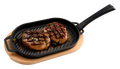 WITT Grillpfanne oval Gusseisen gerillt mit Holzbrett, Anwendung