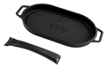 WITT Grillpfanne oval Gusseisen gerillt mit Holzbrett, Produktbild