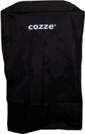 Der Cozze Überzug für Outdoor-Tisch mit Produkt max. Breite 60 ist ein schwarzer Überzug mit weißem "Cozze"-Aufdruck, der wetterfesten Schutz und verlässlichen Schutz für Outdoor-Tische bis zu 60 cm Breite bietet.