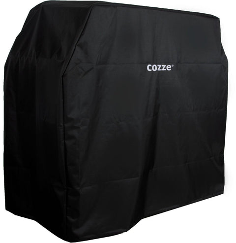 Die Cozze Abdeckung für Aussenküche 120 ist eine schwarze, rechteckige Abdeckung mit der Aufschrift "COZZE" in Weiß, die Ihre Aussenküche vor Witterungseinflüssen schützen soll. Marke: Cozze. Wetterfest und maßgeschneidert für Aussenküche 120.