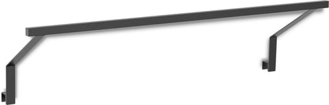 Das Cozze Elements LED-Rack für Outdoor-Küchenmodul [90 cm] ist ein schwarzer Metallhakenständer mit einer geraden horizontalen Stange und zwei abgewinkelten Haken, der über einer Tür aufgehängt werden kann.