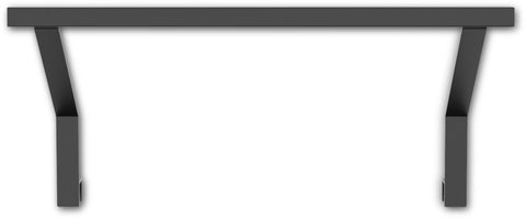 Das Cozze Elements LED-Rack für Outdoor-Küchen Kühlschrankmodul [52 cm] ist ein modernes schwarzes Wandregal mit abgewinkelten Metallbügeln, das sich ideal mit Ihrem Kühlschrankmodul kombinieren lässt und perfekt vor einem weißen Hintergrund zur Geltung kommt.