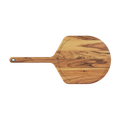 Eine Gozney Akazienholz-Pizzaschaufel & -Servier mit abgerundeter Klinge und rechteckigem Griff, gefertigt aus FSC-zertifiziertem Akazienholz. Mit natürlicher Holzmaserung und leicht polierter Oberfläche, verfügt sie außerdem über ein kleines Loch am Ende des Griffs zum Aufhängen.
