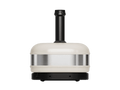 Der Gozney Dome Gen 2 Pizzaofen - Hybrid Brennstoffsystem von Gozney ist ein kompakter, moderner Outdoor-Ofen mit cremefarbener Kuppel, Edelstahlband, schwarzem Schornstein und schwarzem Sockel, abgebildet auf einem schlichten weißen Hintergrund.