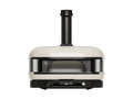Der Gozney Dome Gen 2 XL Pizzaofen - Hybrid Brennstoffsystem von Gozney verfügt über ein beigefarbenes, modernes Design, ein Glasfenster an der Vorderseite, einen schwarzen Schornstein und eine digitale Steuerung für perfekte hausgemachte Pizzen.
