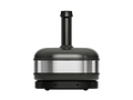 Der Gozney Dome Gen 2 Pizzaofen - Hybrid Brennstoffsystem von Gozney verfügt über ein modernes zylindrisches Design mit einem schwarzen Sockel, einem Mittelteil aus rostfreiem Stahl und einem vertikalen Schornstein - perfekt für Ihre Outdoor-Küche, hier abgebildet auf einem schlichten weißen Hintergrund.