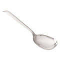 Der Cerutti Inox Pizzasaucen-Löffel von Cerutti Inox zeichnet sich durch einen langen Griff und eine breite, flache Schale aus Edelstahl auf weißem Grund aus.