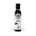 Eine Flasche Crema Balsamica - Gourmet Klassisch 150 ml von Mussini hat einen schwarzen Verschluss, auf dem Etikett ist das Mussini-Markenlogo und ein Bild einer gegossenen Glasur zu sehen, das die Gourmetqualität hervorhebt. Die Flasche wird geschmackvoll vor einem schlichten weißen Hintergrund präsentiert.