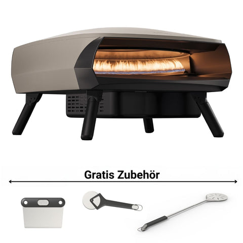 Der Witt ETNA FERMO Gas Pizzaofen von Witt begeistert mit sichtbaren Flammen, ideal für neapolitanische Pizza. Kostenloses Zubehör: Pizzaschneider, Pizzaheber und Pizzawender inklusive!.